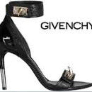 GIVENCHY BLACK LEATHER HIGH SANDALS EU 38 US 8